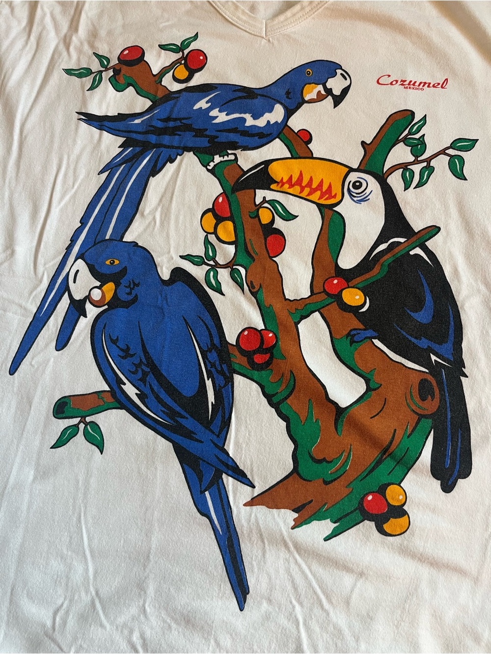 Vintage 90s Marea Sport Cozumel T-Shirt Dress One Size Beach Coverup Parrots